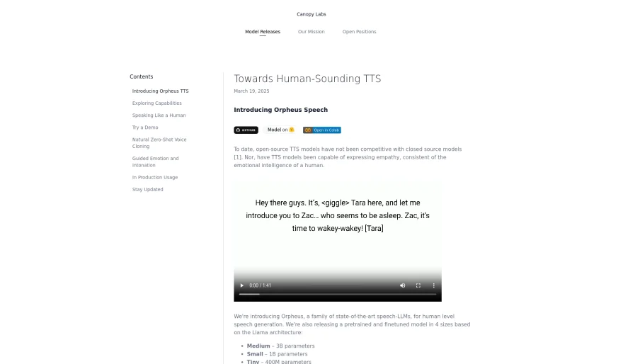 Orpheus: A Leap Forward in Open-Source Text-to-Speech Technology